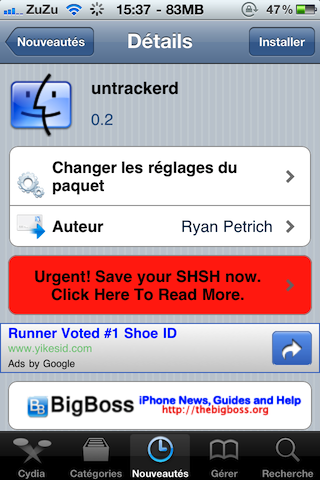 Tweak Cydia – Untrackerd efface vos données de localisation
