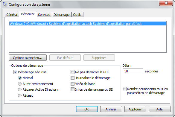 MSConfig 2 Activer le Mode sans Échec de Windows avec MSConfig