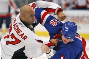 Donald Brashear in action with the Washington Capitals  in 2009.  (AP Photo/Kathy Willens)