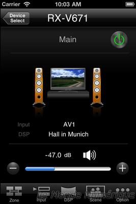 Yamaha lance son application iPhone pour contrôler ses appareils audio et vidéo Home Cinéma