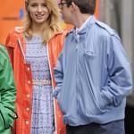 'Glee' in NYC! Dianna Agron and Kevin McHale walk onto the set of 'Glee' filming on location in Times Square