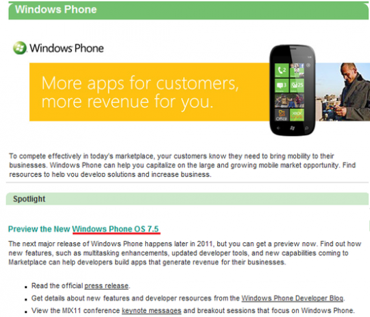 wp75 540x462 Mango sera Windows Phone 7.5 ?