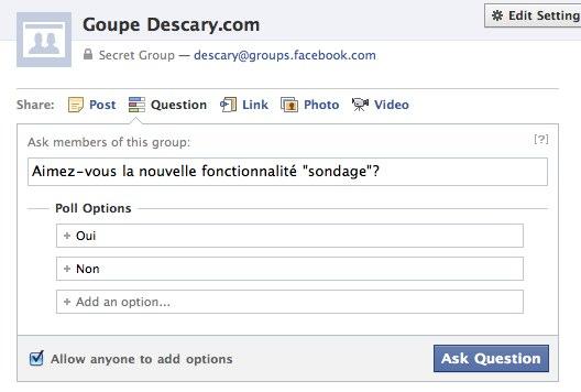 facebook questions Facebook : partagez du contenu Web sur les groupes avec Send