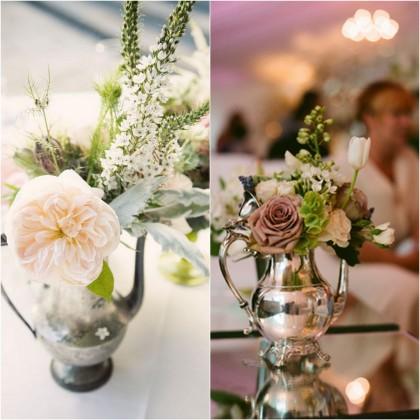 Quelques fleurs dans mon service à thé…