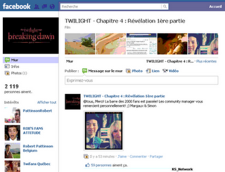 2000 personnes aiment la fan page Twilight: Breaking Dawn