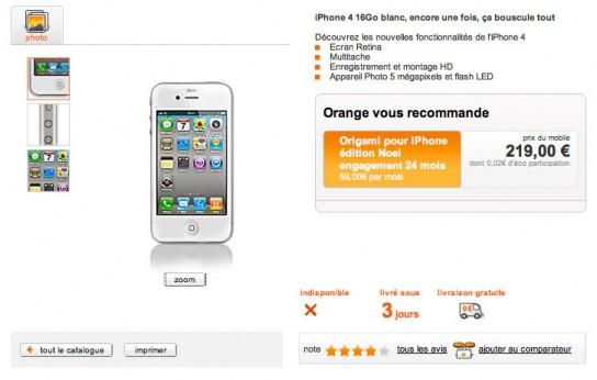 iPhone 4 Blanc chez Orange