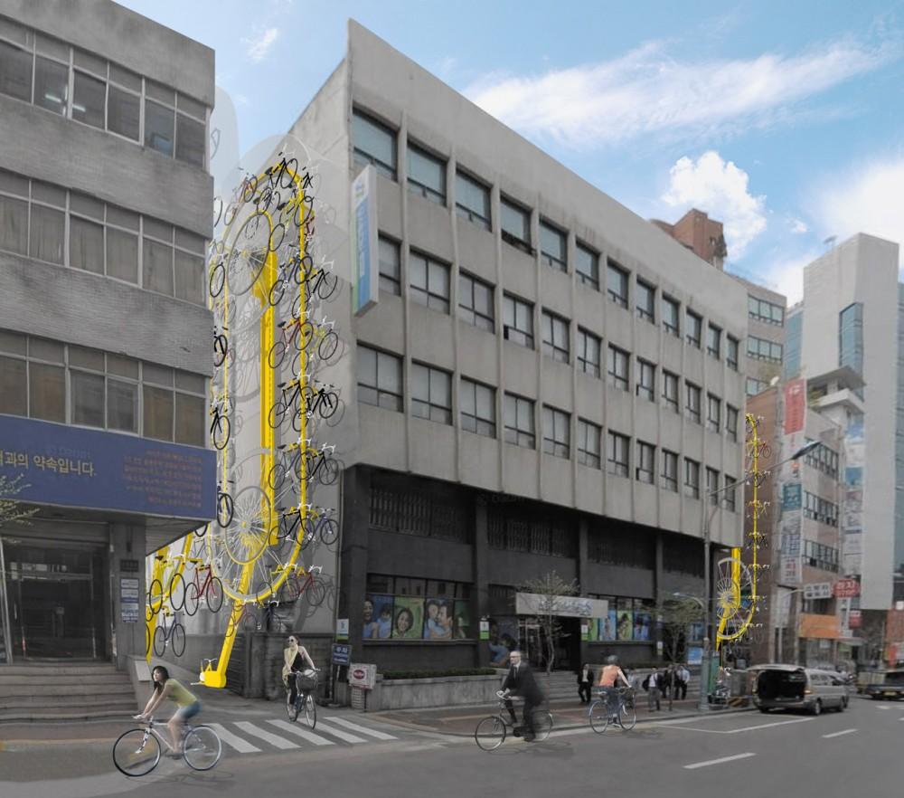 Un Parking à Vélos Vertical par Manifesto Architecture