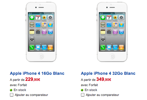 iPhone 4 blanc disponible chez Orange, SFR et Bouygues