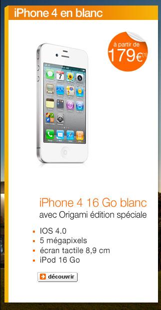 Aplle iPhone 4 16 Go blanc à partir de 179 euros