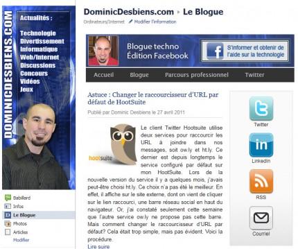 Blogue sur Facebook