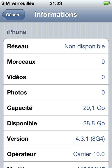 L’iPhone 4 blanc est vendu sous l’iOS 4.3.1