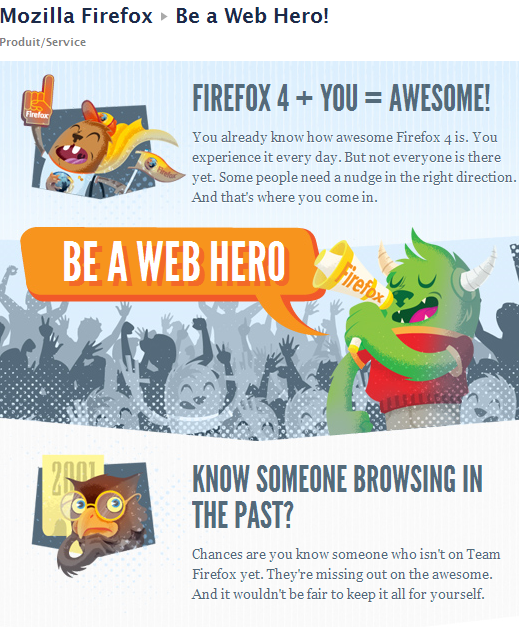 Analyse de la page Facebook de Mozilla Firefox : onglet Web Hero