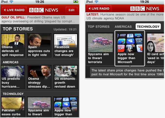 BBC news application iphone