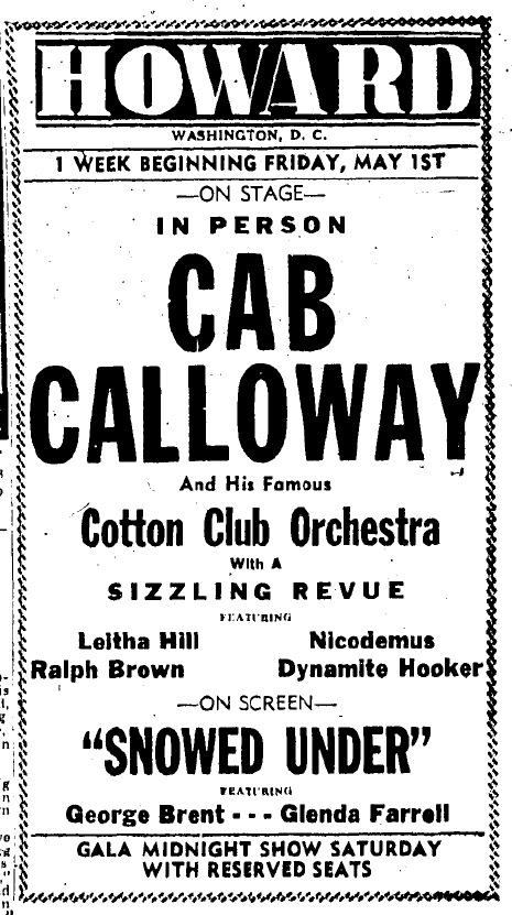 Vendredi 1er mai 1936, la capitale va swinguer au rythme de Cab Calloway!
