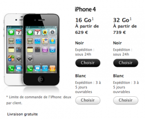 iPhone 4 blanc disponible sur l’Apple Store