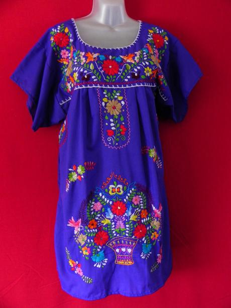 robe brodée inspiration mexicaine violette sur etsy