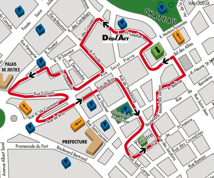 Voir le parcours des Foulées des Bistrots 2011 à Caen