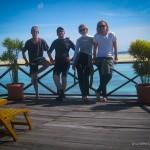 Avec Patrice, Guillaume et Jean-François sur la terrasse du resort (Nabucco, Kalimantan Est, Indonésie)