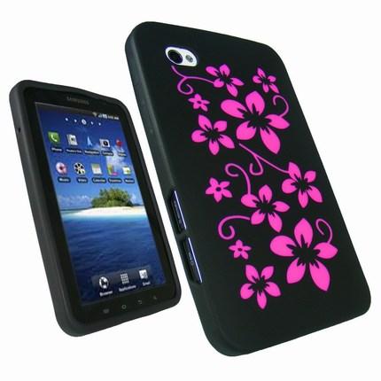 Un étui en silicone avec motif fleur rose pour la Samsung Galaxy Tab