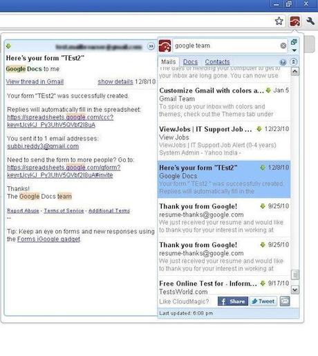 New Image for Browser Action Gmail : recherchez et affichez vos mails, documents et contacts lorsque vous êtes hors ligne