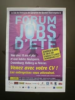450 jeunes ont participé au  Forum des Jobs d'Eté 2011 à  Cronenbourg