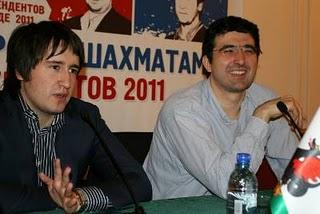 Echecs à Kazan : Radjabov et Kramnik à la conférence de presse après leur nulle en 25 coups sur un Gambit Dame © Chess-News