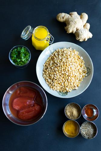 Ingrédients pour le dal à la Tomate 