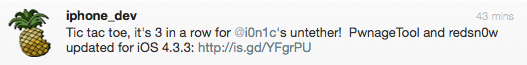 Jailbreak untethered iOS 4.3.3 disponible avec Redsn0w 0.9.6RC15 et PwnageTool 4.3.3