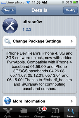 [TUTO] UltrasnOw 1.2.3 désimlock iPhone 4.3.3