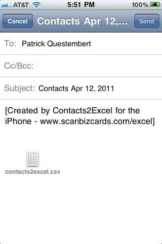 Contacts2Excel : App. Gratuites pour iPhone, iPod !