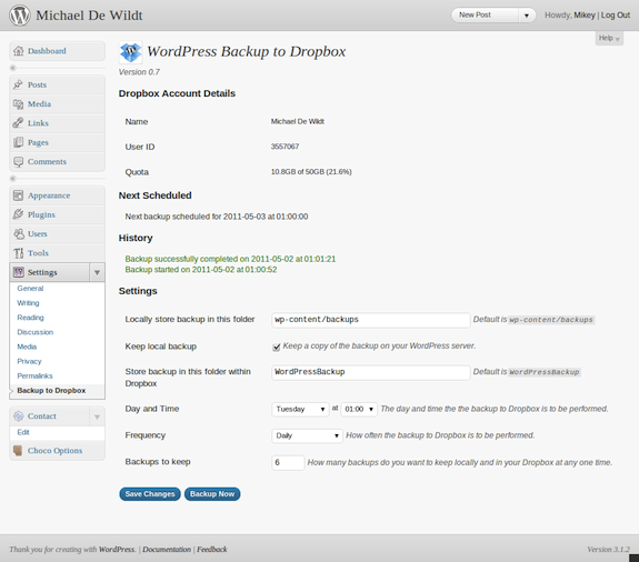 wordpress backup dropbox Wordpress: sauvegardez votre blogue sur Dropbox
