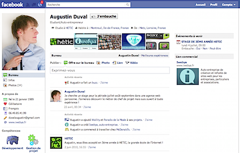 CvAugustinDuval Un Cv Facebook original pour Augustin