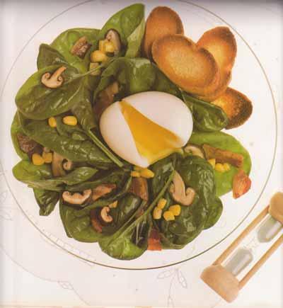 Salade de jeunes pousses d’épinard et champignons shiitake