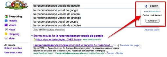 google recherche vocale La recherche vocale sur Google.com fonctionne très bien