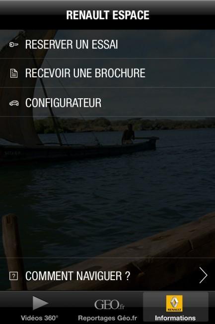 Application iPhone / iPad Renault Espace, découvrez le monde à travers le monospace