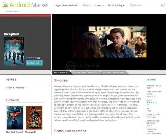 android market movies 2 De la vidéo à la demande sous Android !