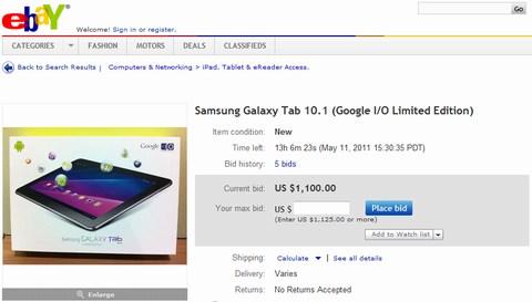 Google a distribué 5000 Galaxy Tab 10.1 édition limitée aux développeurs… certaines sont déjà sur ebay