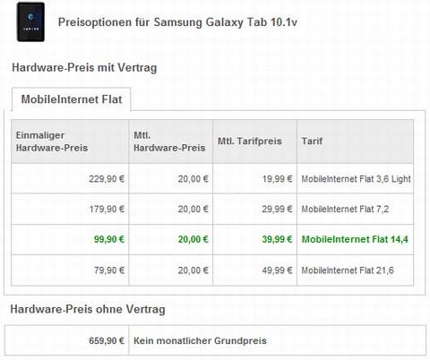 Voici la Galaxy Tab 10.1v qui débarque en Allemagne pour 659,90 € hors abonnement