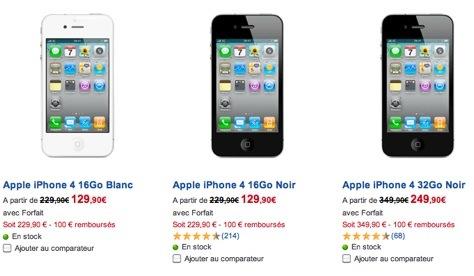 SFR: iPhone 3GS à partir de 29.90 €, iPhone 4 à partir de 129.90 €...