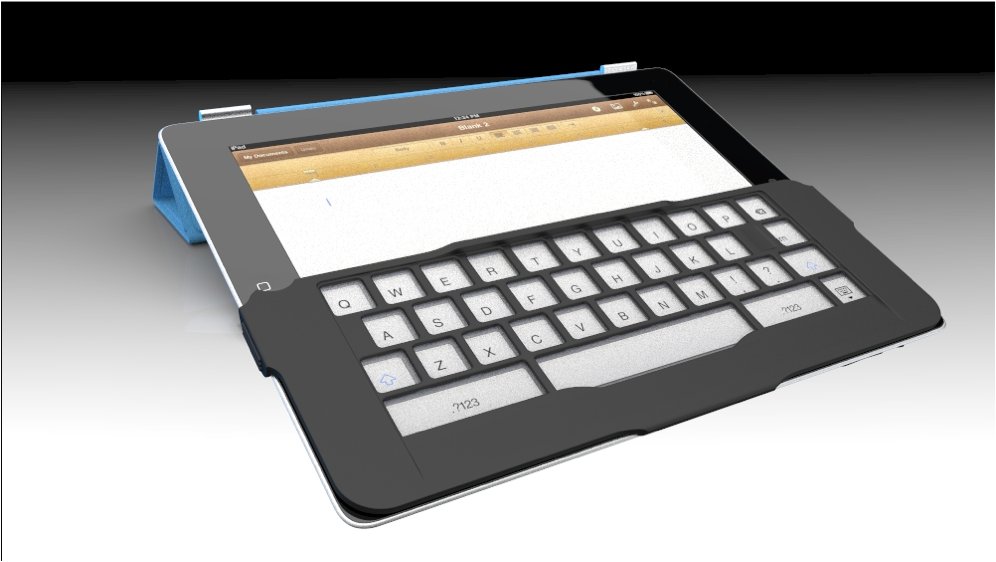 Un clavier par dessus l’écran tactile de son iPad