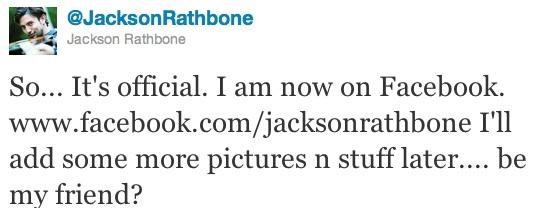 Jackson Rathbone se joint à nous sur Facebook