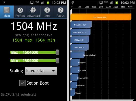 samsung gsII overclock2 560x417 Le Samsung Galaxy S2 déja overclocké à 1.5Ghz
