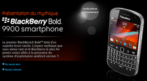 Le Bold 9900 sous BlackBerry OS 7 sera disponible cet été