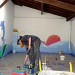 fresque murale dans une école sur le thème de la mer