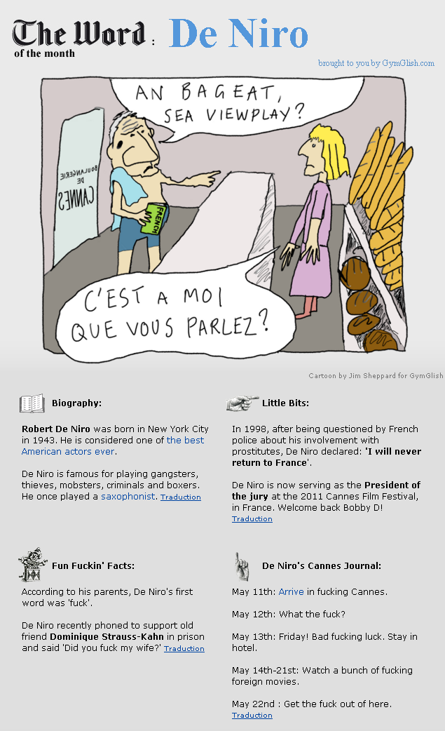 The Word of the Month: DE NIRO