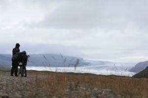 Avec ma 125 face au glacier islandais