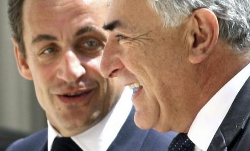 Sarkozy et son candidat au FMI Strauss Kahn
