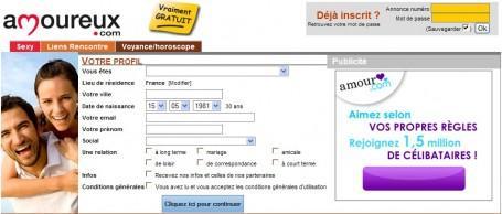 Amoureux.com, sortez de votre célibat! Faites des rencontres 100% Gratuites!