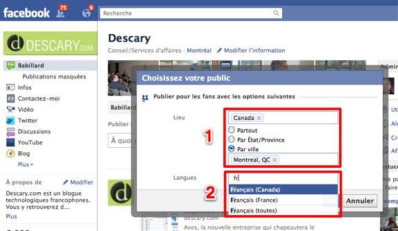 facebook choisissez votre public Pages Facebook: ciblez vos publications pour une région ou une langue précise
