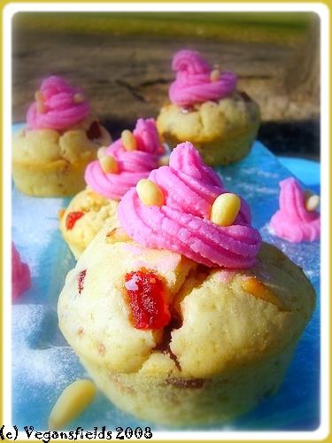 Muffins de St Valentin, glaçage Rose-Bonbon